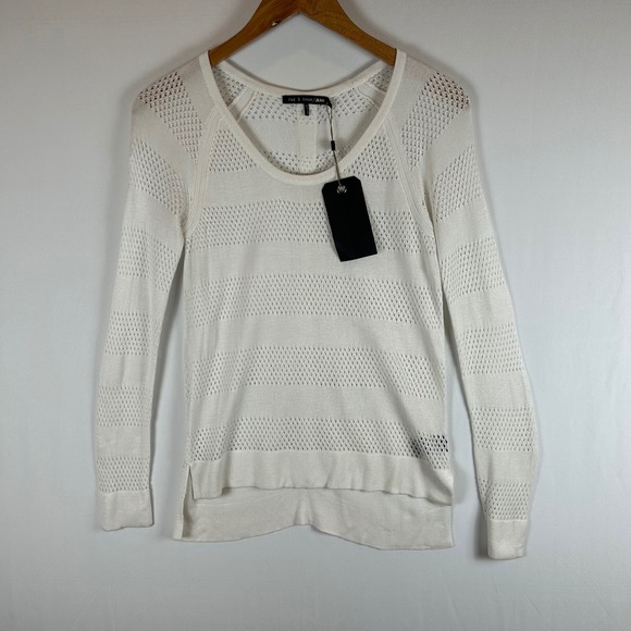 rag & bone Sweaters - NWT Rag & Bone Genevieve Raglan Pullover Top Knit‎ Sweater White XS **FLAW**